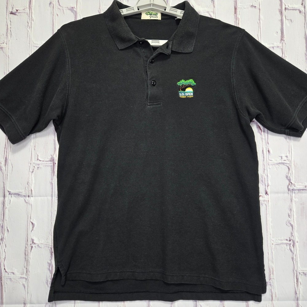 Torrey Pines 2008 U.S. Open Golf Polo Shirt Mens L Black‎ Cotton S/S Tiger Woods